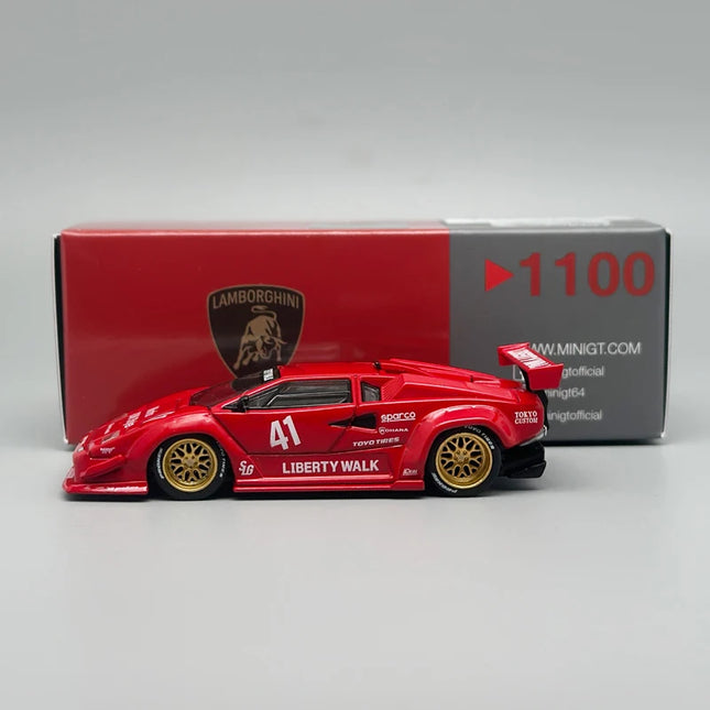 MINIGT 1:64 Lamborghini Countach LB-WORKS Red MGT Alloy Car Model 1100