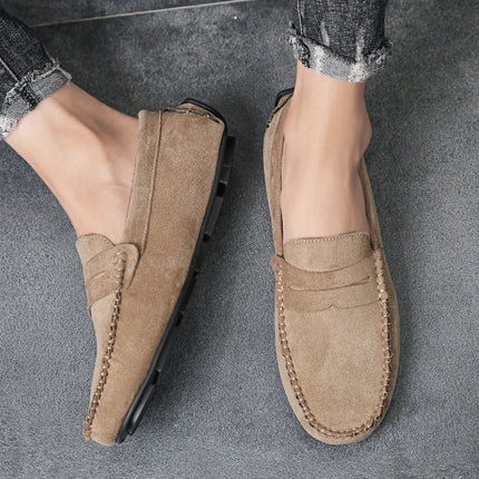 Fashion Suede Men Casual Shoes Breathable Leather Mens Loafers Slip on Male Driving Shoes Luxury Brand Comfortable Boat Shoes