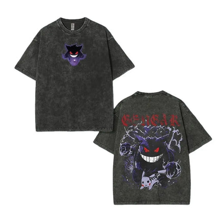 Pokemon Charizard T Shirt Men 2026 Summer Vintage Acid Wash Oversized Tee Japanese Anime Streetwear Hip Hop Harajuku Y2k