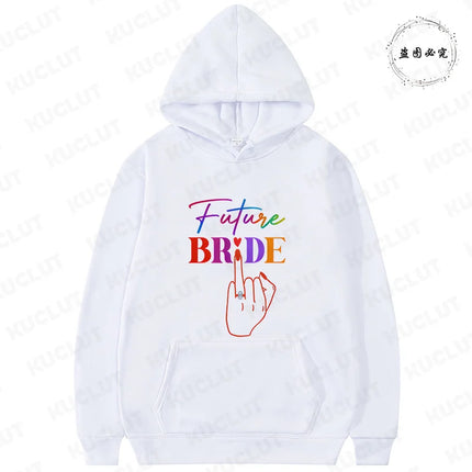 French Girls Hoodies: Future Bride & Team Bride Printed Pullover, Long Sleeve Sweatshirts for Bachelorette Party Single Farewell
