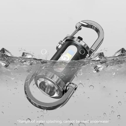 Mini Keychain Flashlight Rechargeable COB Pocket Work Light with Hook Emergency Warning Lamp for Camping Hiking Walking Outdoor