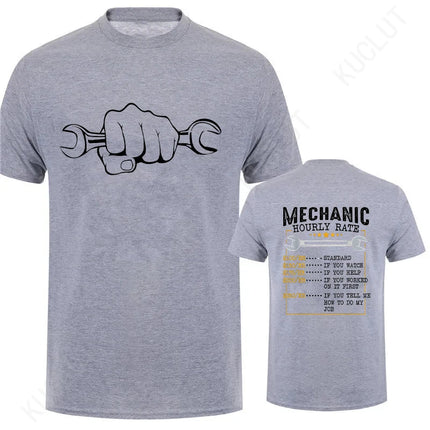 Men's T-Shirt Tops Mechanic Hourly Rate Unique Tee Shirt Male T-shirt Car Fix Engineer Graphic Design T-Shirt Clothing Gift Idea