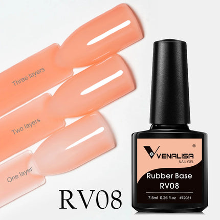 7.5ml Venalisa HEMA Free TPO Free Rubber Base Jelly Pink Soak Off UV LED Gel Polish Semi Permanent Nail Manicure Varnish