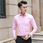 4XL / Solid pink long-sleeve shirt