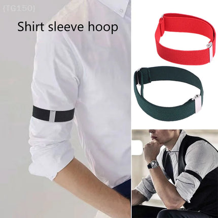 [O]  Anti-Slip Shirt Sleeve Garter Strap 1 Pair - Elastic Adjustable Armband Cuff Holder for Men Women Business