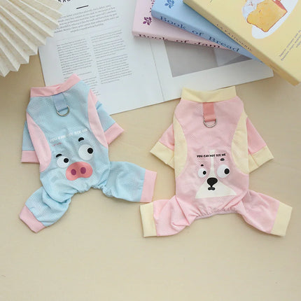 Dog Summer Four-Legged Ice Silk Cool Pet Clothes with Leash Attachment Cooling Pet Clothes