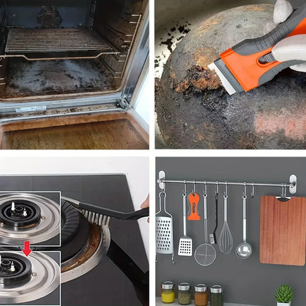 Glue Removal Blade with 10 Blades, Telescopic Adjustment Knife, Cleaning Scraper Tool for Removing Labels Stickers Paint