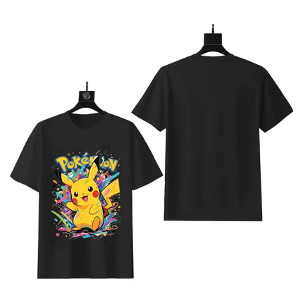 Pokemon Pikachu Anime Merchandise Fashion Short-Sleeve Couple High-Value Pure Cotton Comfortable Soft T-Shirt