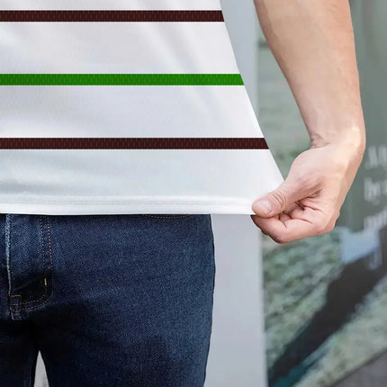 Luxury brand lettered short-sleeved polo shirt, fashionable striped summer breathable T-shirt, high-end Korean style men's clothing