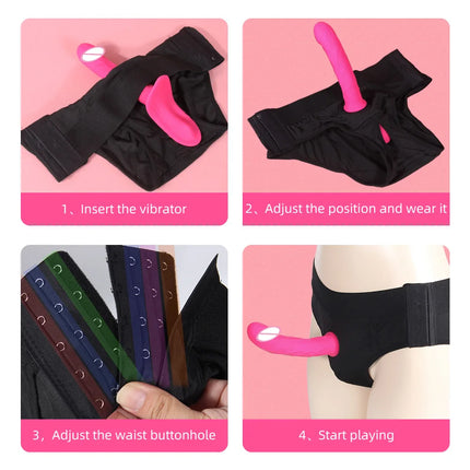 Strap-On Thrusting Vibrator Dildo Adjustable Elastic Waist Strapless Dildos Lesbian Sex Toys G Spot Wearable Vibrators for Women