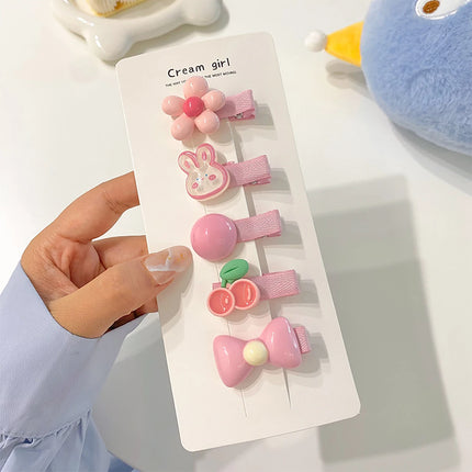 5PCS/Set Cute Cartoon Baby Girl Hair Clips Sweet Flower Bow Sided Clips Bangs Clips Kids Barrettes Hair Accessories