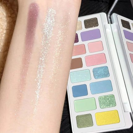 DIKALU 16 Color Eyeshadow Palette Professional Women Makeup Long-Lasting Pearly Shiny Pink Blue Green Eye Shadow Palette Glitter