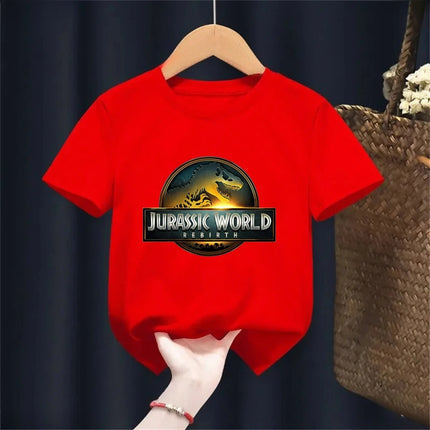 Summer New Cool Dino Print Children's T-shirt Casual Fashion Boys Girls Simple Style Short Sleeve Baby Kids Clothes Harajuku Tops