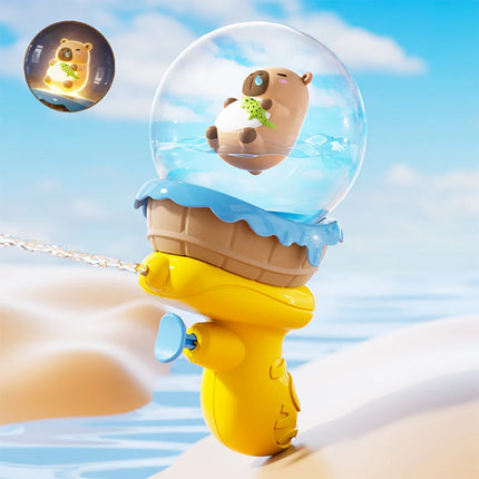 Kids Capybara Water Gun Toy with Light Detachable Water Tank Leakproof Summer Outdoor Beach Pool Shooting Game Toy for Children