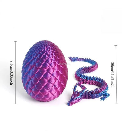 3D Printed Dragon Egg with Articulated Dragon Toy Flexible Chinese Dragon Model Figurine Home Desk Car Ornament Decor Gift