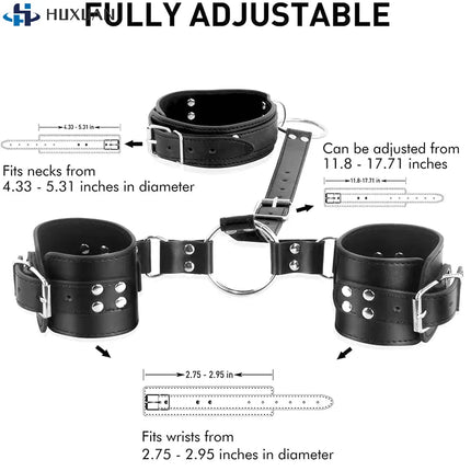 1PCS Neck To Wrist Restraints Kit Sexy Women Fetish Behind Back Handcuffs Collar Adjustable Bondage Set Couple Sex Game Tool