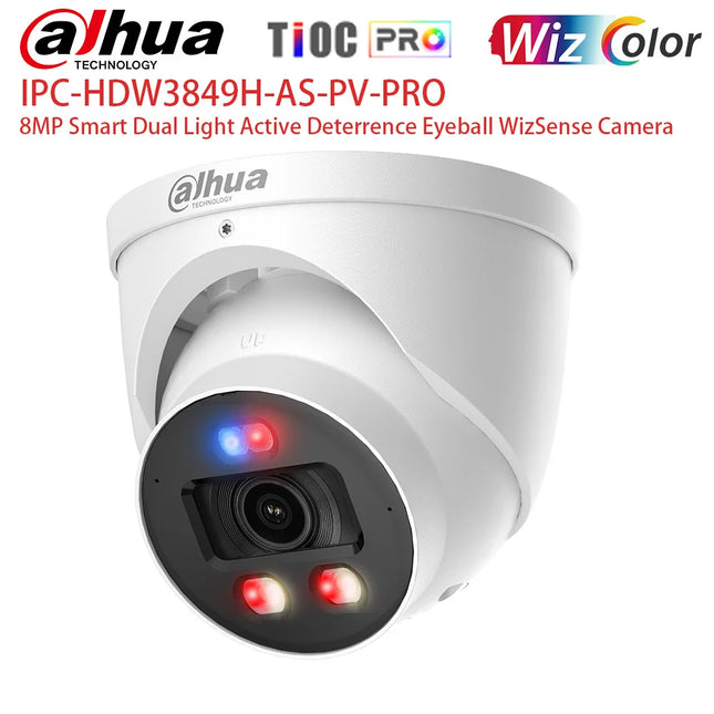 Dahua DH-IPC-HDW3849H-AS-PV-PRO 8MP Smart Security Camera Dual Light Active Deterrence Fixed-Focal Eyeball WizColor Network Came