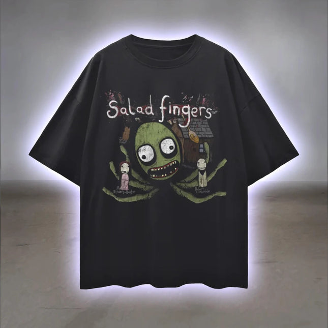 Salad Finger T-shirt: Surreal horror-themed T-shirt 100% cotton unisex streetwear suitable for all seasons  graphic t shirts