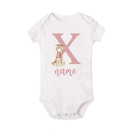 Personalized Baby Bodysuit Initial with Name Newborn Wild One Romper Deer Printed Clothes Baby Girls Clothes Infant Shower Gift