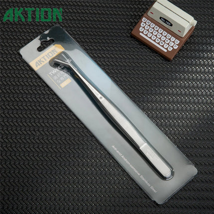AKTION Professional Anti-Static Tweezers Precision Curved Tip German Steel Tools for Electronics Repair/Jewelry Making/Resin Art