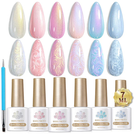 BORN PRETTY Cat Magnetic Moonlight Gel Nail Polish Set 10ml Sparking White Silver Water-light Soak Off UV Gel Nail Art Manicure