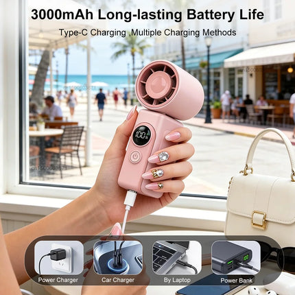 Portable Handheld Fan Mini Clip Fan With Umbrella Holder Function USB Rechargeable Personal Cooling Fan For Outdoor Camping