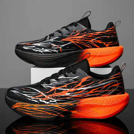 New Couple Sports Shoes Heartbeat Popcorn Carbon Plate Soft Sole Running Shoes for Men Women Fashion Casual Student Sneakers