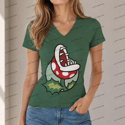 XS-5XL Top Women T Shirts New Female Clothing V Neck Cuteore Super Mario Women T-shirt Streetwear Hot Sale Party Women's Summer