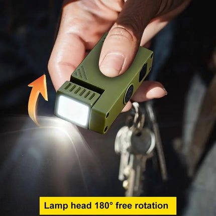 Rechargeable Mini EDC Handheld Flashlight Rotating LED Flashlight Outdoor 5 Modes Magnet Work Light Portable Pen Clip Lantern