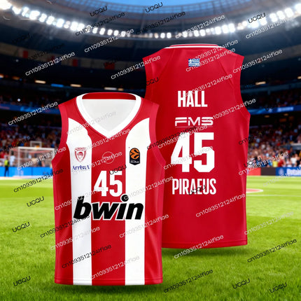25/26 New Arrivals Olympiacos Athens Basketball Jersey Greek Adult Men's Basketball Quick-drying Vest Fan Special Jersey Set