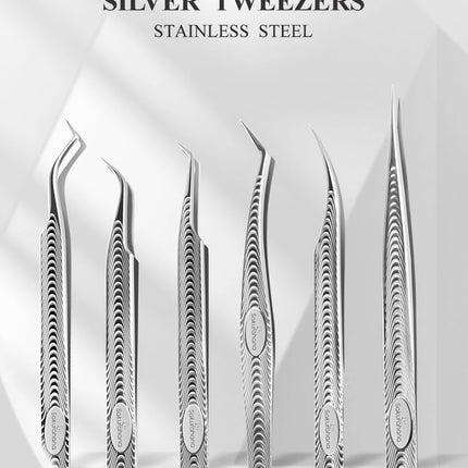 SAKURAHANA Anti-Static Eyelash Tweezers Professional High Precision Volume Extension Stainless Steel Anti-slip Makeup Tool