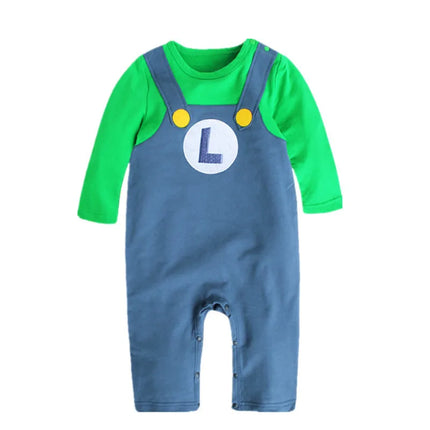 Super Mario Luigi Baby Set - Long Sleeve Romper Hat