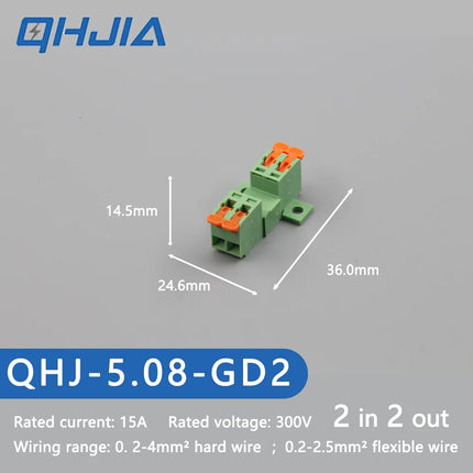 5.08 Threaded Terminal - Welding Free Docking  Handle Spring Plug Quick Connect Suitable for LED Terminal Blocks
