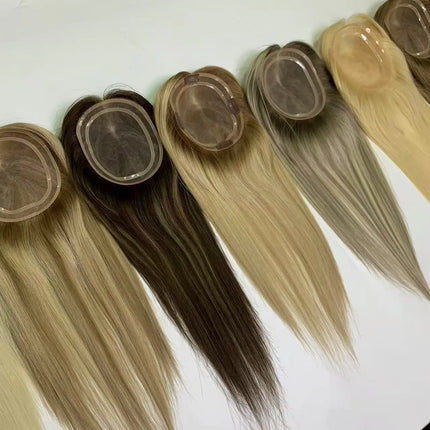 5.5*6.5 inch Size MONO Lace Toppers European Raw Hair Women Toupee Invisible Free Part Hair Toppers Hair Extension