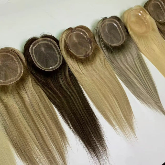 5.5*6.5 inch Size MONO Lace Toppers European Raw Hair Women Toupee Invisible Free Part Hair Toppers Hair Extension