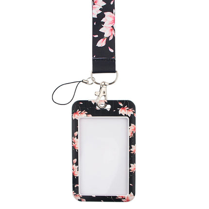 New Sakura Cherry Blossoms Flower lanyard card ID Badge Holder Keychain Pass Gym Mobile Kids Key Holder Key Rings Gift
