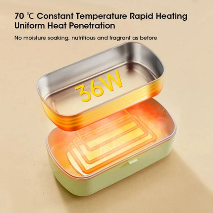 Electric Lunch Box Portable Food Warmer Water Free Bento Box Stainless Steel Food Warmer Office Food Lunch Box Electric Heater