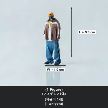 1/64 Scale Resin Hip Hop Street Crew Figures Miniature Scene Props Hand Painted Music Boombox Display for Diecast Car AFA