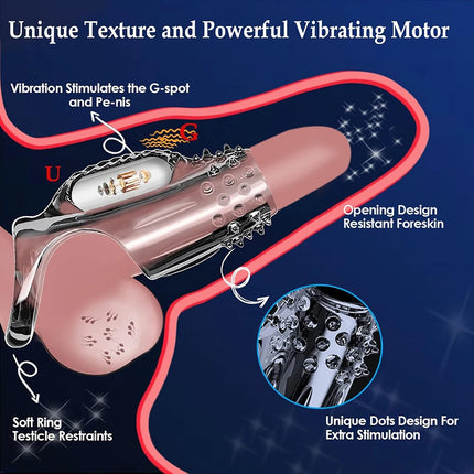 Penis Sleeve Vibrating Cock Ring ,Adult Sex Toys for Men, Reusable Delay Ejaculation Cock Sleeve Couple Vibrator