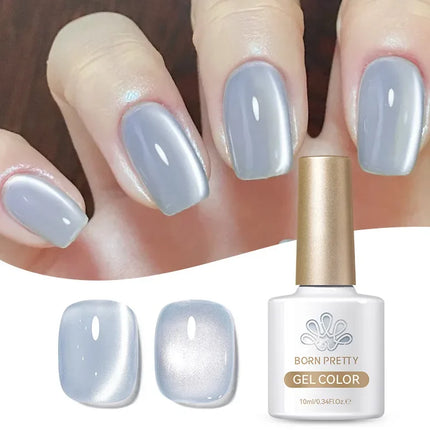 10ml Silver Water Blue & Green Cat Eye Magnetic Gel Nail Polish Nail Lacquer for Spring Summer Manicure DIY Salon Nail Supplies