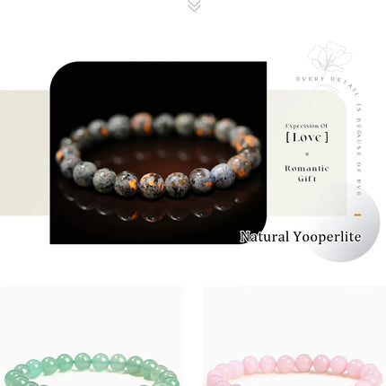 JD Natural Stone Beads Bracelet Amethyst Tiger Eye Crystal Quartz Agate Gem Beads Bangles Women Men Reiki Healling Jewelry Gift