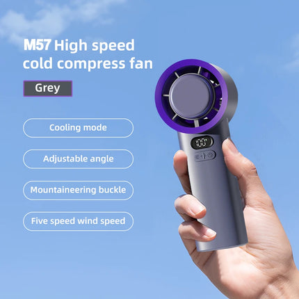 Handheld Air Cooling Mini Turbo Jet Fan 100 Speeds Wind Rechargeable Protable Ice Compress Fans for Outdoor High Speed Cooling