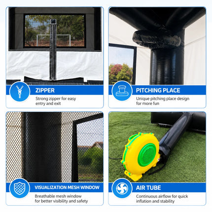 13x10x11ft Big Size Commercial PVC Inflatable Bouncy Castle Outdoor Bounce House with Basketball Hoop Black And White for Kids Parties And Backyard Fun