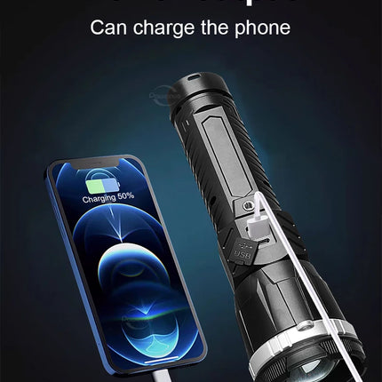 780000000LM Super Powerful Flashlight Rechargeable LED Tactical Torch  Ultra Bright Long Range 6000M Lantern Outdoor With Stand