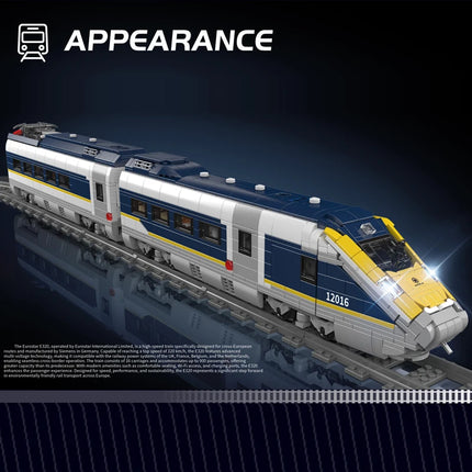 Mould King 12016 Technical Train Toys The RC Eurostar E320 Building Block Assembly Locomotive Brick Set Kids Christmas Gift