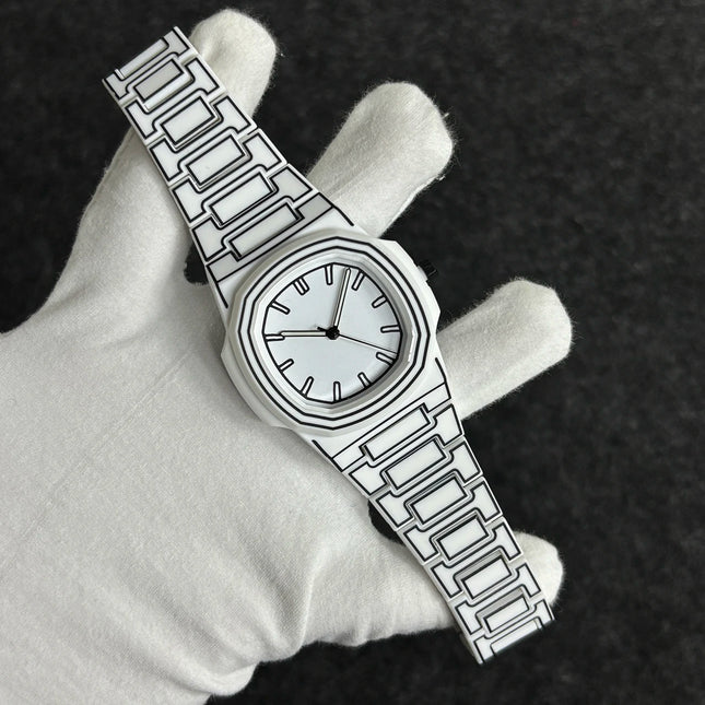 Top-quality luxurious men's sketch quartz watch with Arabic numeral display in 3D comic style