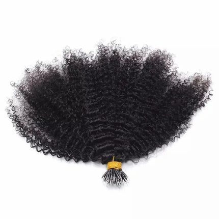 Afro Kinky Curly Brazilian Nano Ring Human Hair 100g=100 Strands 10-28" Hair Extensions Curly Human Hair Weave For Women