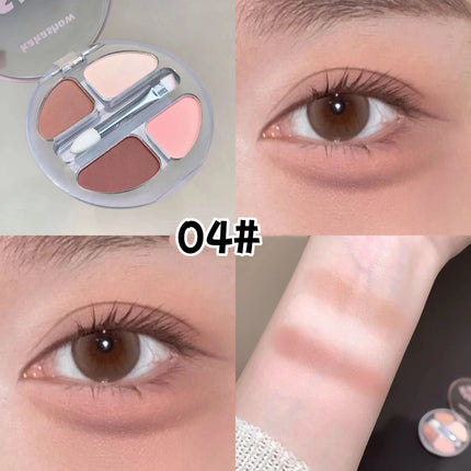 4 Colors Shimmer Matte Eyeshadow Palette Nude Rose Pink Glitter Pigment Eye Shadow Lasting Waterproof Makeup Palette with Brush
