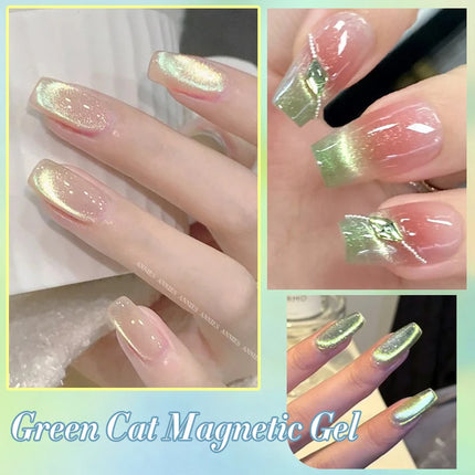 BORN PRETTY 10ml Green Cat Magnetic Gel Ultra Shine Holographic Glitter Semi Permanant Soak Off UV LED Gel Varnish For Manicure