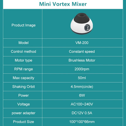 JOANLAB Mini Vortex Mixer Laboratory Shaker Tattoo Pigment Nail Polish Liquid Ink Mixer 50ml 2000rpm VM-200